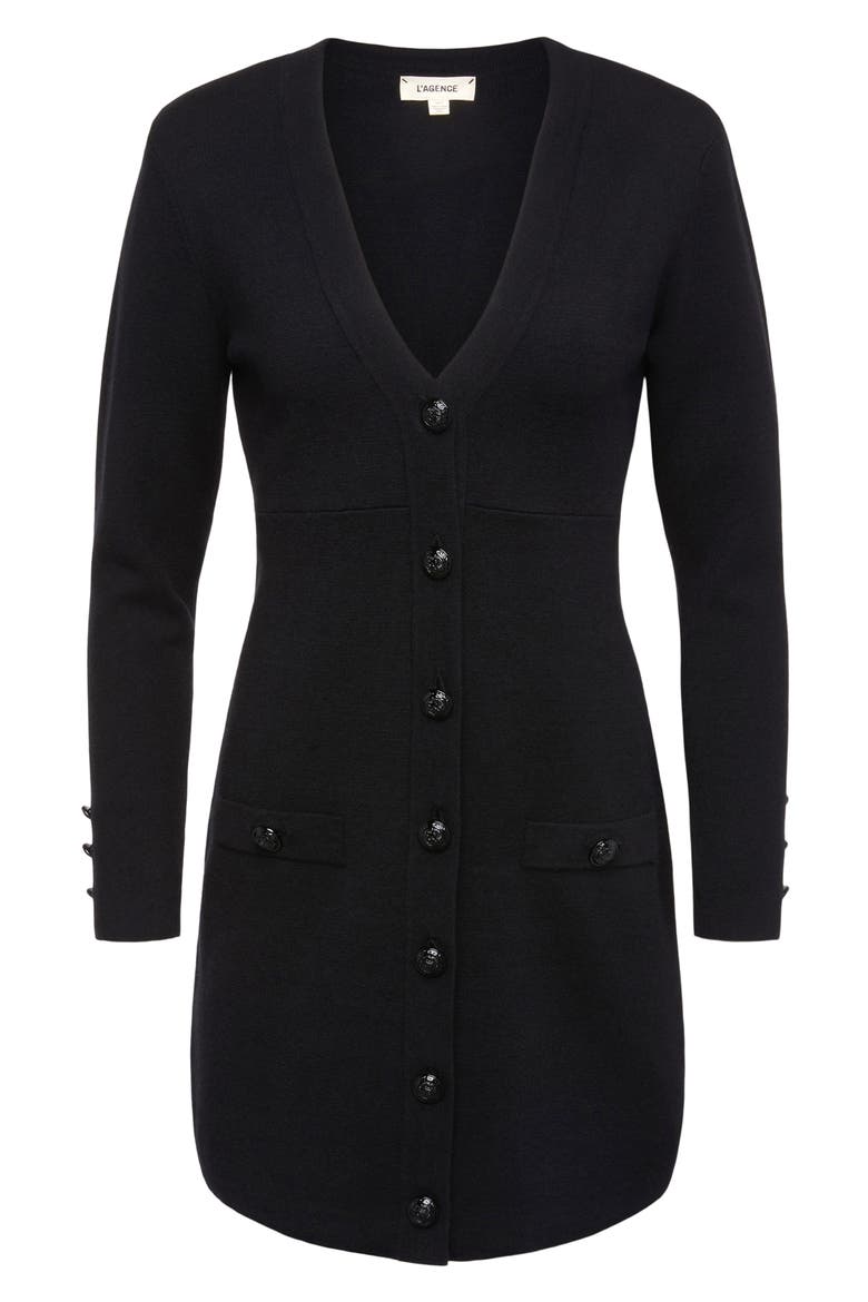 Breanna V-Neck Long Sleeve Minidress, Alternate, color, BLACK/ BLACK