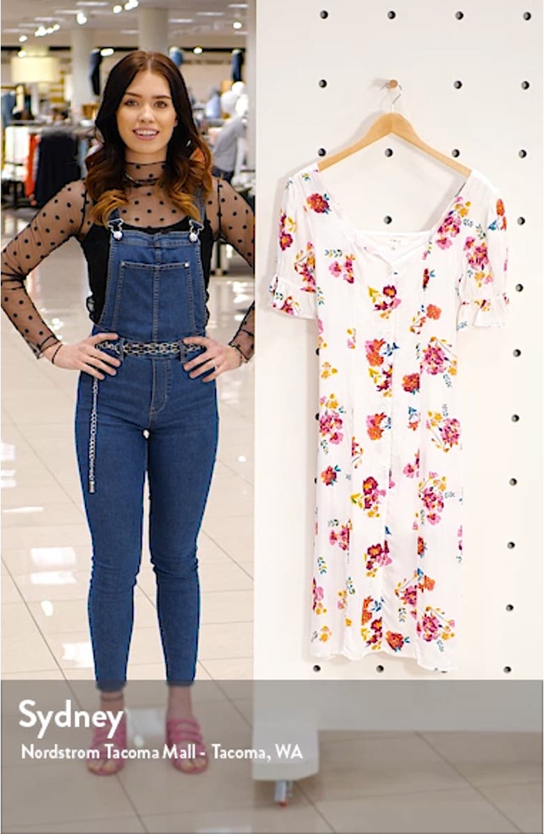 Floral Print Front Button Midi Dress, sales video thumbnail