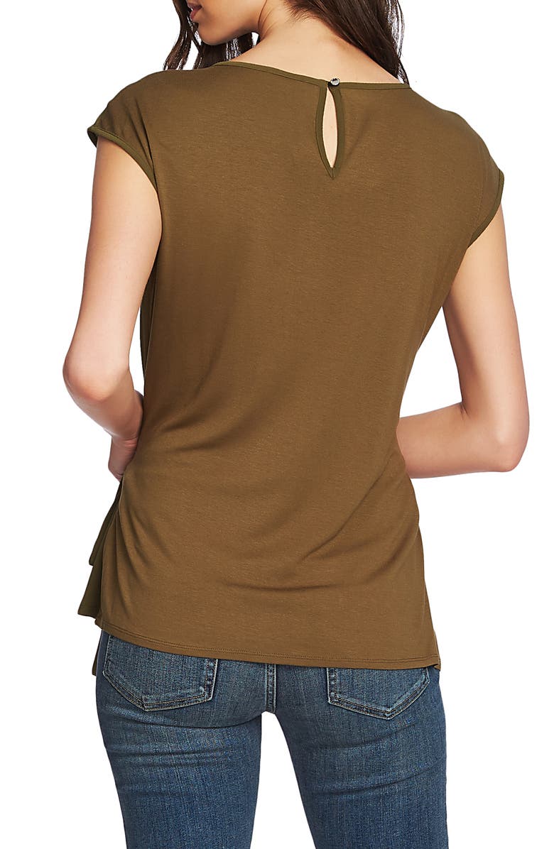 Vince Camuto Mixed Media Side Tie Top, Alternate, color, 