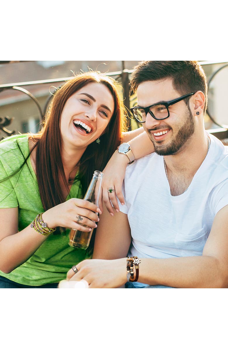 BLING JEWELRY Green Shamrock Lucky Four Earrings, Alternate, color, Green