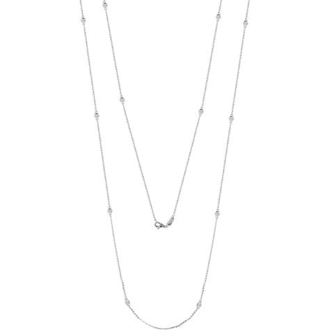 14K Gold 6/10cttw Bezel Diamond Station Necklace - 36 Inch