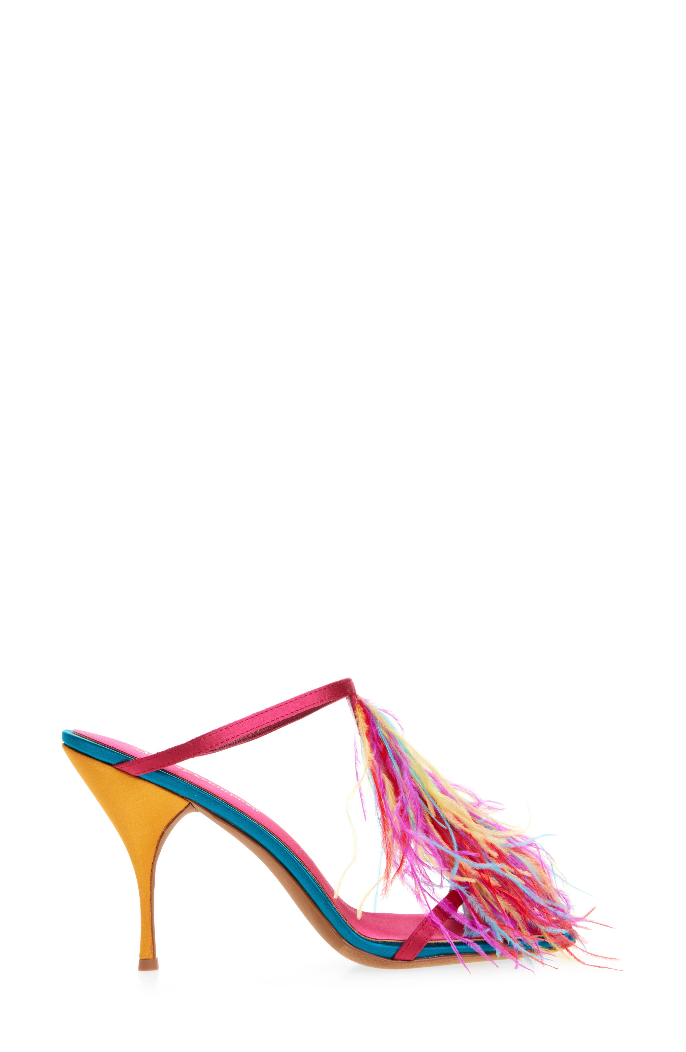 Jeffrey Campbell Pluma Slide Sandal, Alternate, color, Fuchsia Satin Combo