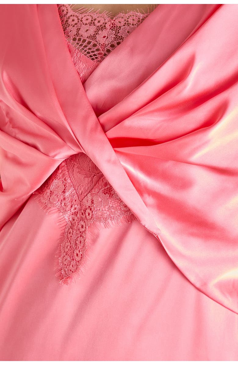 Coast Lace Insert Satin Fitted Dress, Alternate, color, Peach