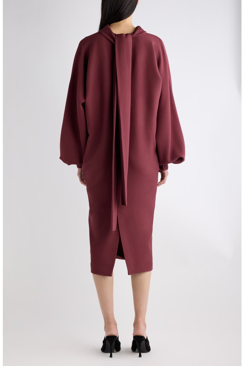 Stand Collar Balloon Sleeve Dress, Alternate, color, 6164 BURGUNDY