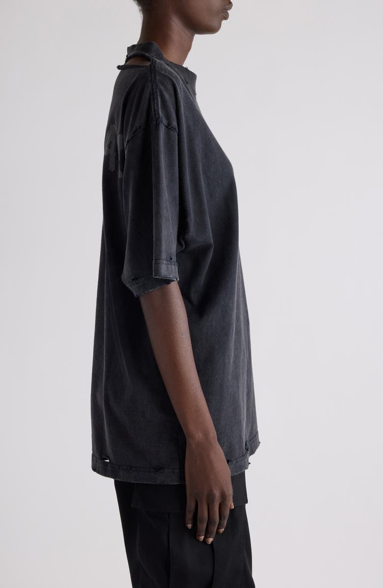 Oversize Distressed Paint Logo Graphic T-Shirt