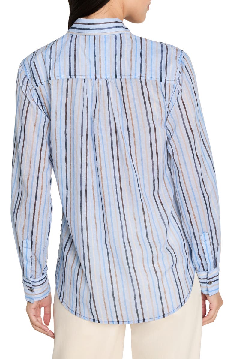 NIC+ZOE Drifty Painted Stripe Cotton Button-Up Shirt, Alternate, color, Blue Multi