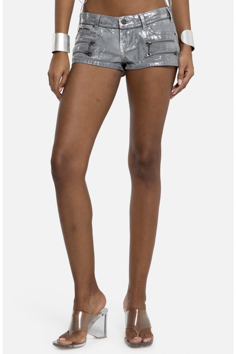 Foil Low Waist Micro Shorts, Main, color, GREY