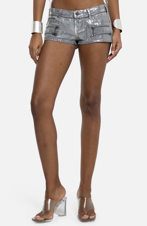 Foil Low Waist Micro Shorts