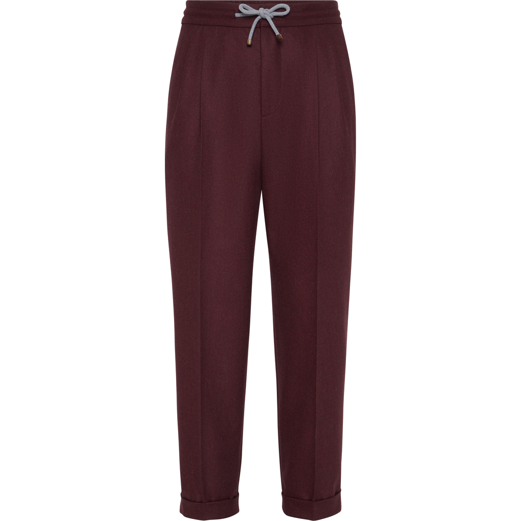 Brunello Cucinelli Trousers With Double Pleats And Drawstring In Brown