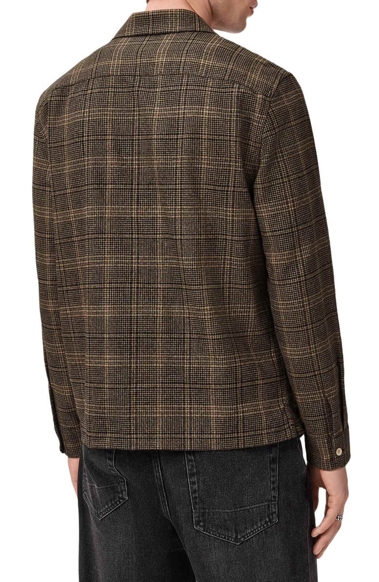 AllSaints Saru Plaid Cotton Button-Up Shirt, Alternate, color, Black/ Brown