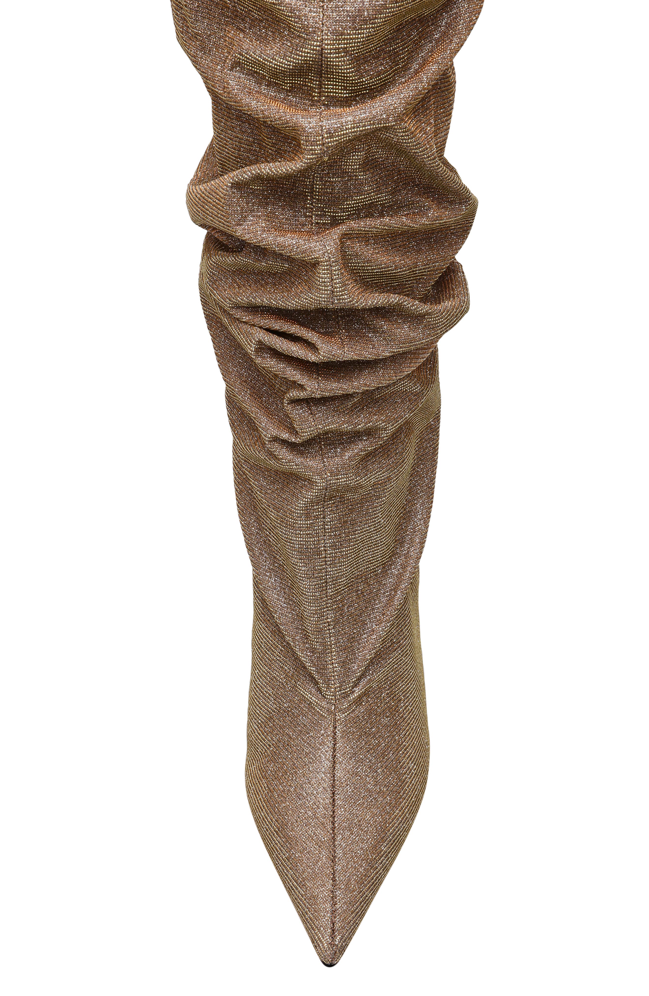 Distortion Knee High Boot, Alternate, color, GOLD GLITTER