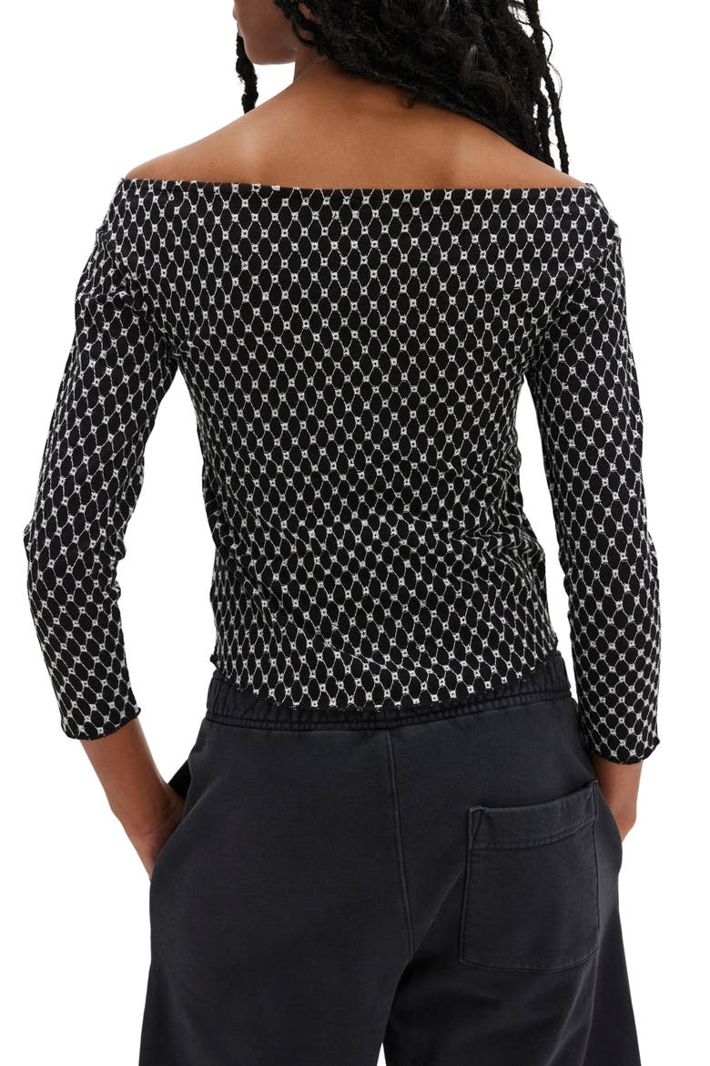 Gia Eyelet Embroidered Off the Shoulder Top, Alternate, color, BLACK COMBO