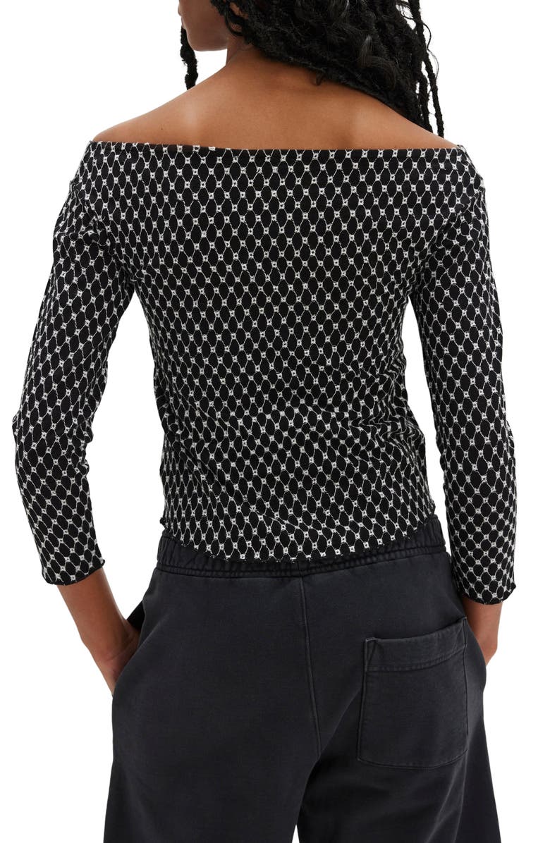 Free People Gia Eyelet Embroidered Off the Shoulder Top, Alternate, color, Black Combo