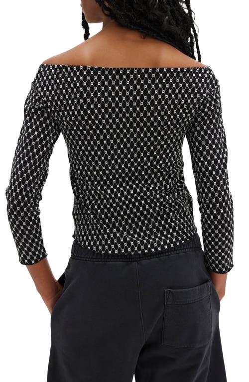 Free People Gia Eyelet Embroidered Off The Shoulder Top In Black Combo