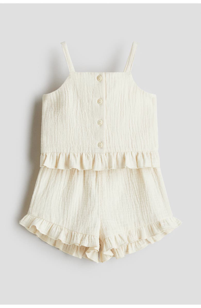 H&M 2-piece cotton muslin set, Main, color, Cream