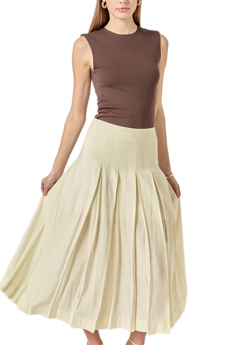 English Factory Pleated A-Line Skirt, Alternate, color, Cream