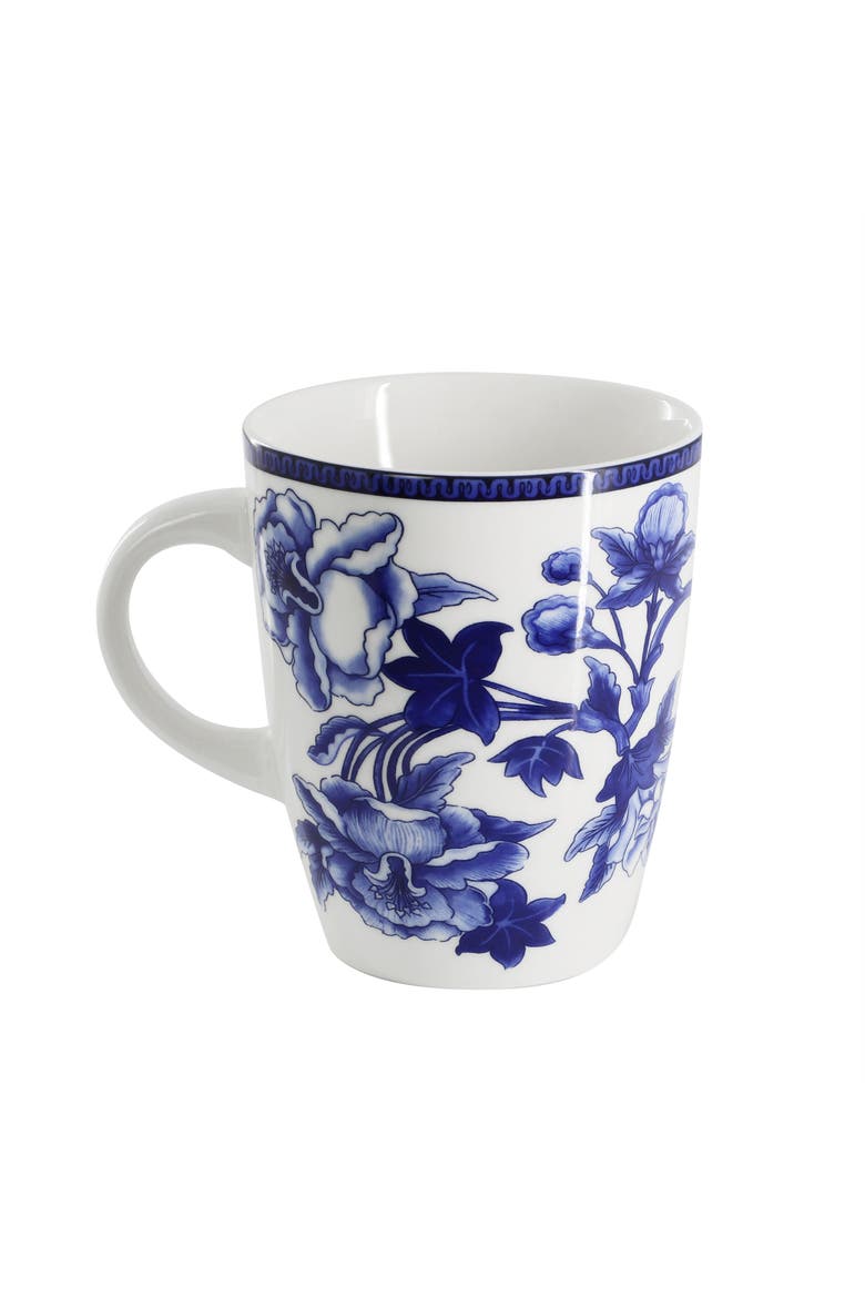 Cattleya Orchid 16 Piece Porcelain Dinnerware Set, Alternate, color, Blue
