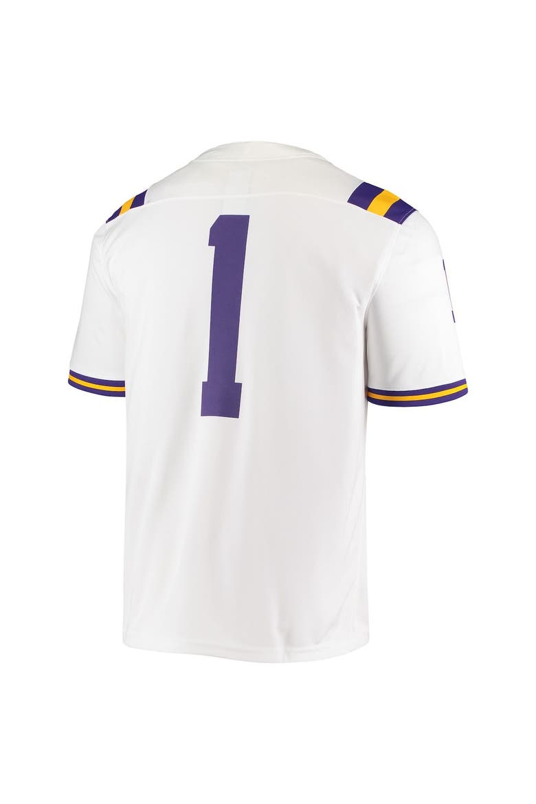 Men's Nike #1 White LSU Tigers Game Jersey, Alternate, color, White