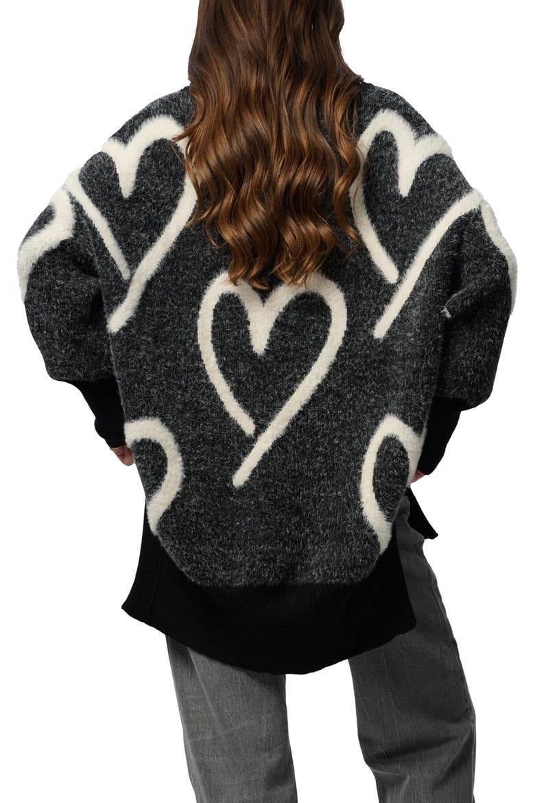 Wispy Heart Tunic Sweater, Alternate, color, BLACK