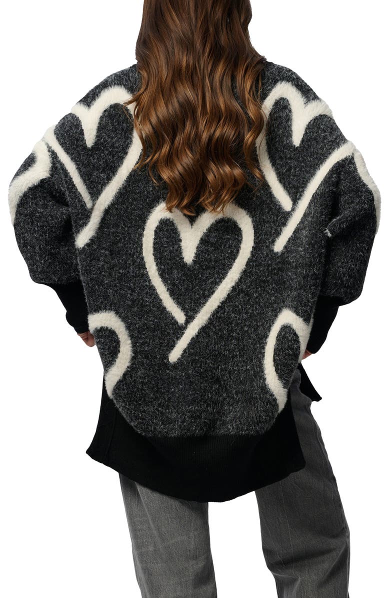 SAACHI Wispy Heart Tunic Sweater, Alternate, color, Black