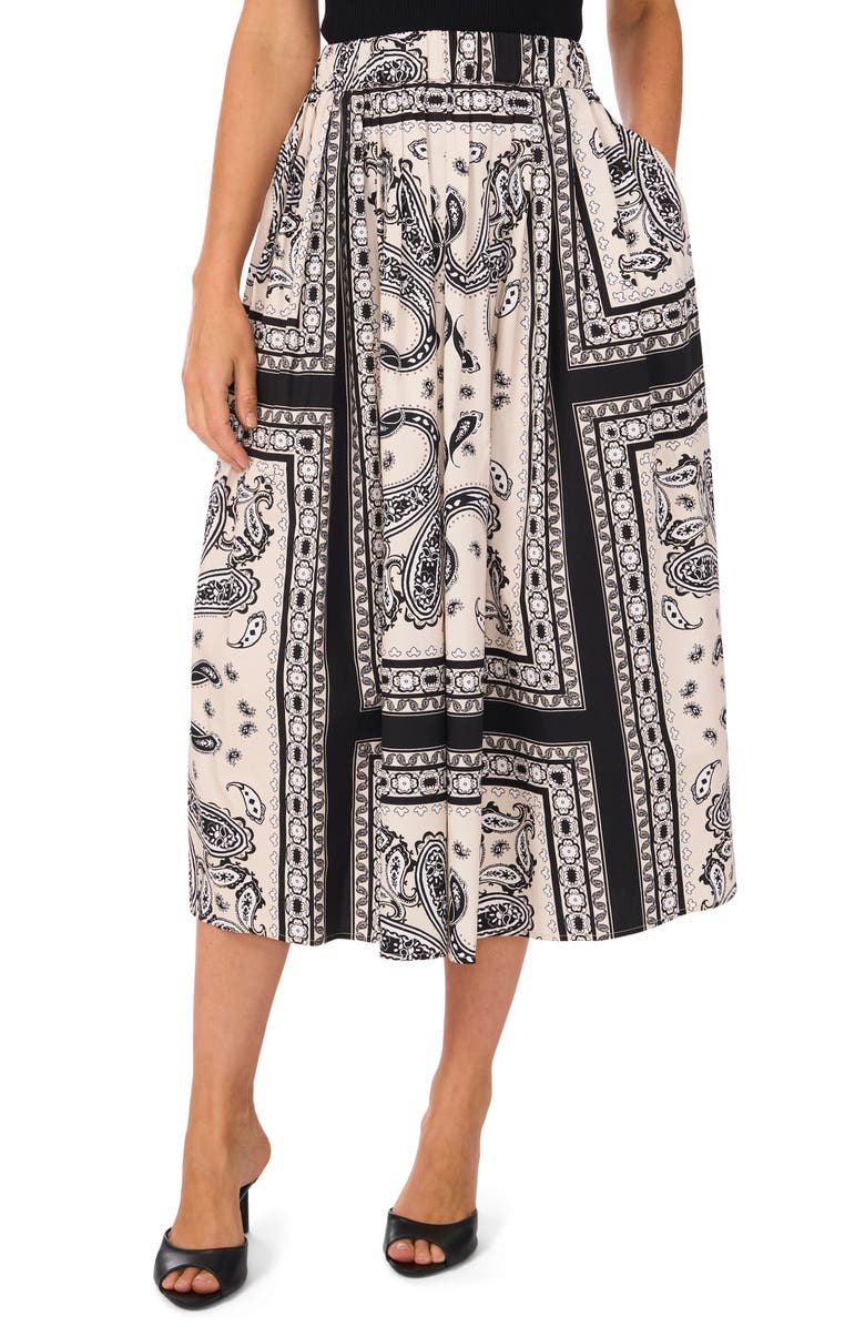 Halogen<sup>®</sup> Bandana Print Cotton Midi Skirt, Main, color, 