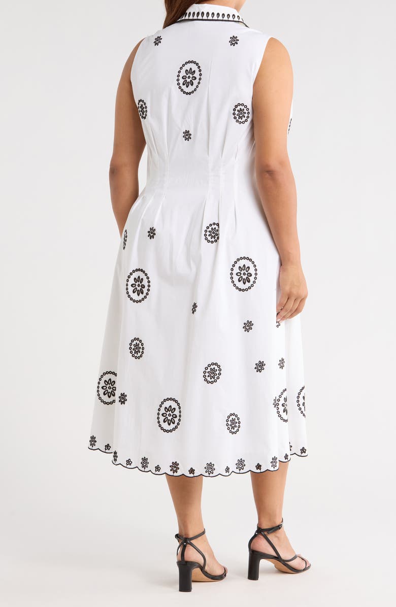 JASON WU Embroidered Eyelet Sleeveless Stretch Cotton Dress, Alternate, color, 