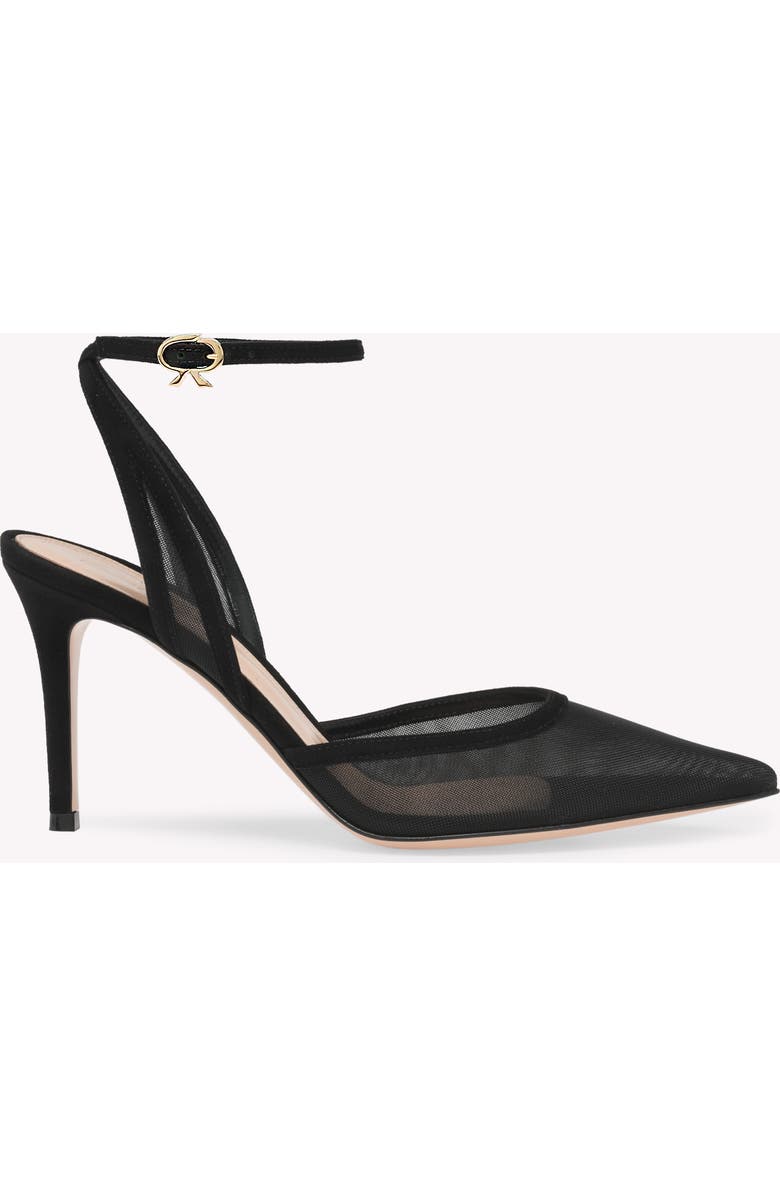 Gianvito Rossi Dorotea D'Orsay 85 Ankle Pump, Main, color, Black Fabric