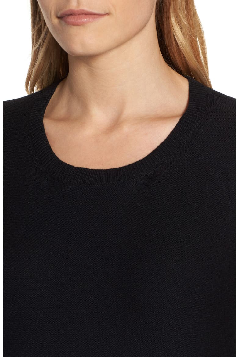Organic Cotton Tunic Sweater, Alternate, color, BLACK