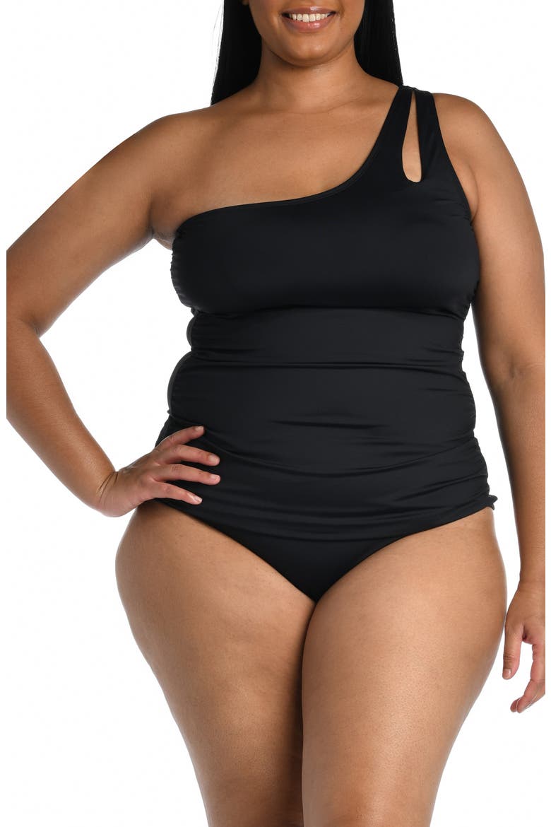 One-Shoulder Tankini Top, Main, color, BLACK