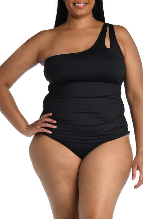 One-Shoulder Tankini Top (Plus Size)