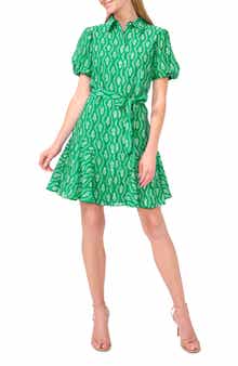 CeCe Floral Short Sleeve Mini Shirtdress