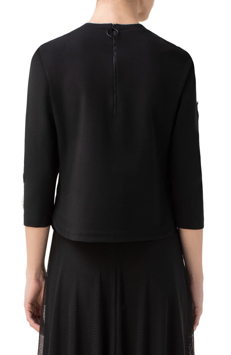 Akris punto Magnolia Appliqué Jersey Sweater, Alternate, color,