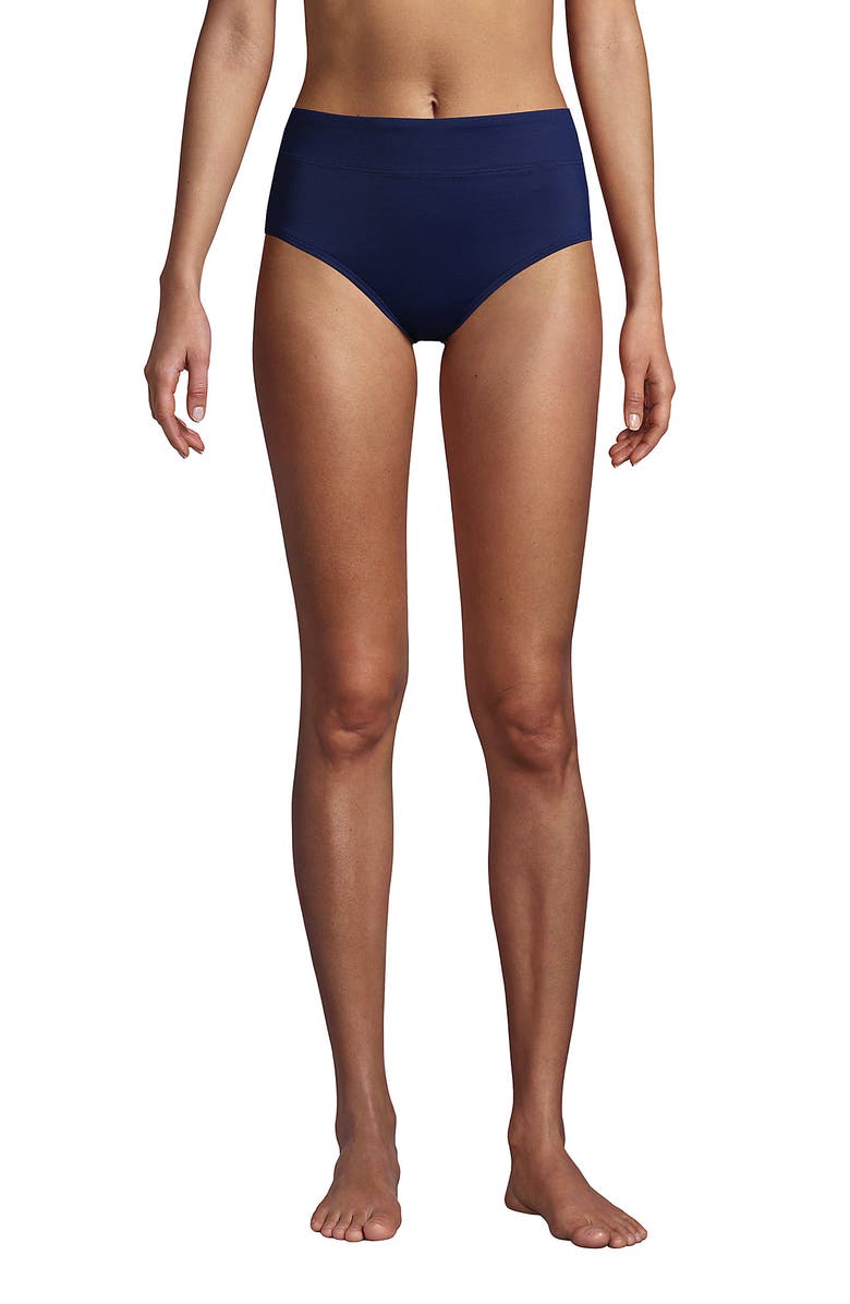 Lands' End Tummy Control High Waisted Bikini Bottoms, Alternate, color, Deep Sea Navy