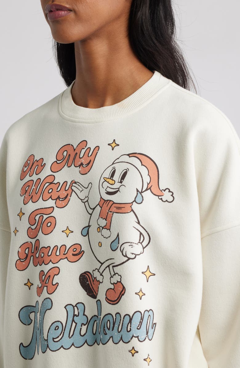 Vinyl Icons Meltdown Snowman Graphic Sweatshirt, Alternate, color, Marshmallow