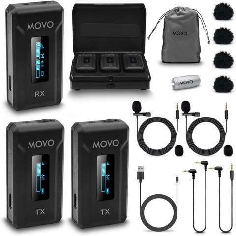 WMX-2-DUO Dual Wireless Lavalier Microphone System with Charging Case for Cameras