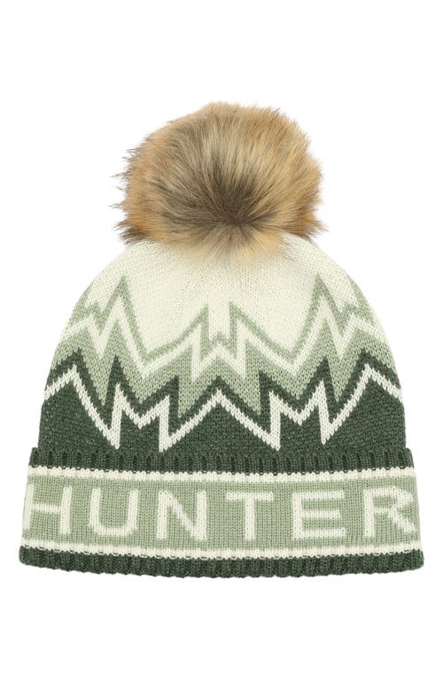 Hunter Fair Isle Pom Beanie in Green Multi 