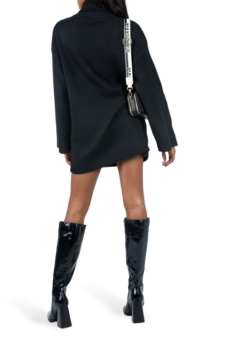 Sonelle Rib Turtleneck Long Sleeve Sweater Minidress, Alternate, color, BLACK