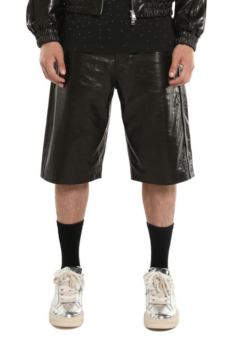 Relaxed Sheepskin Leather Track Shorts