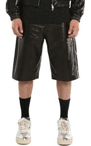 PURPLE BRAND Relaxed Sheepskin Leather Track Shorts