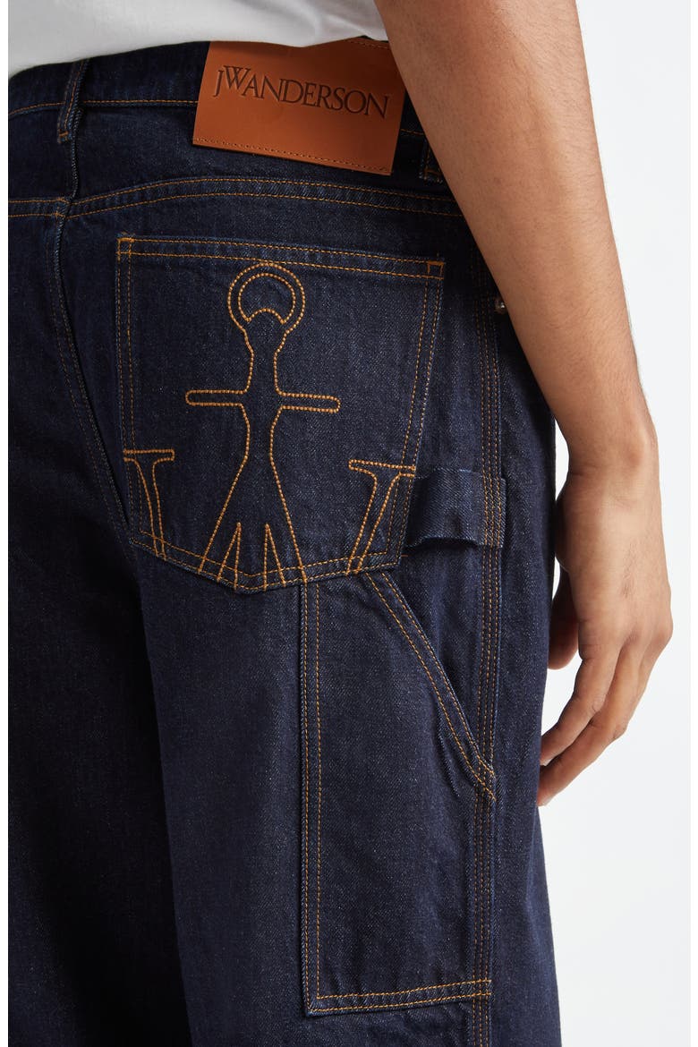 Logo Grid Cuff Hem Workwear Jeans, Alternate, color, INDIGO