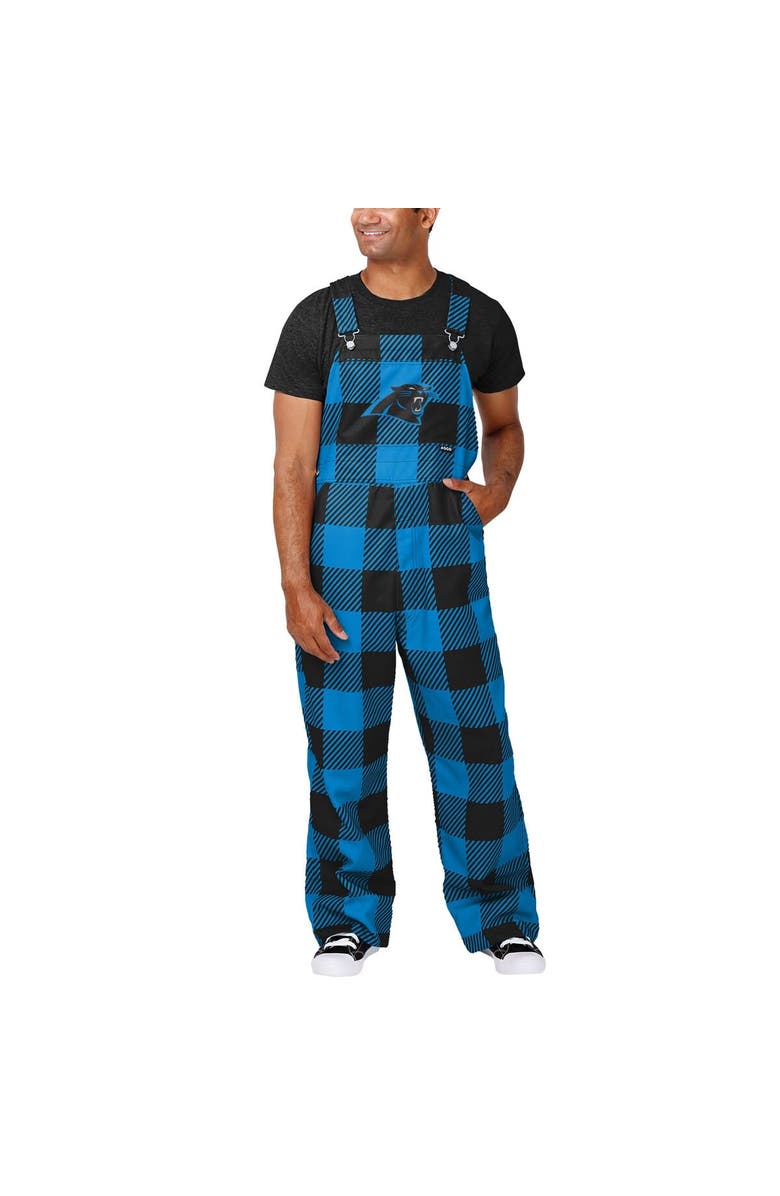 FOCO Men's FOCO  Blue Carolina Panthers Big Logo Plaid Overalls, Main, color, 