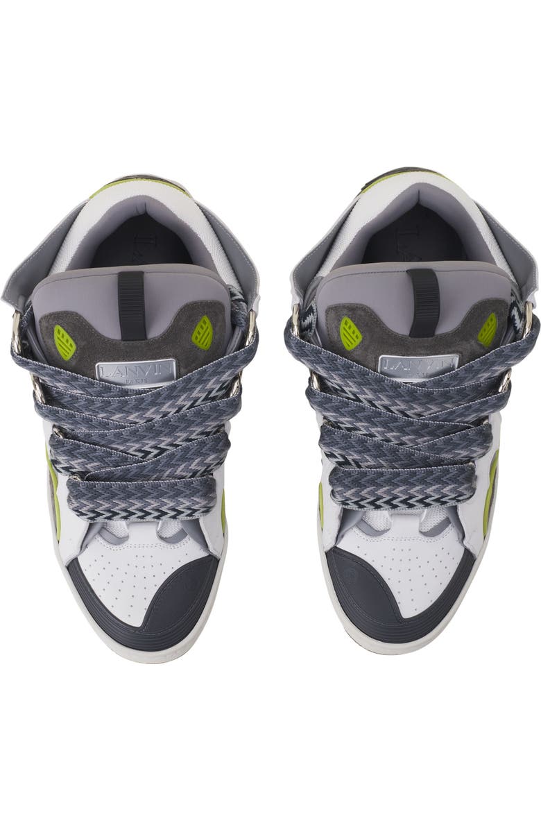 Lanvin Curb Leather Sneakers, Alternate, color, White/Grey