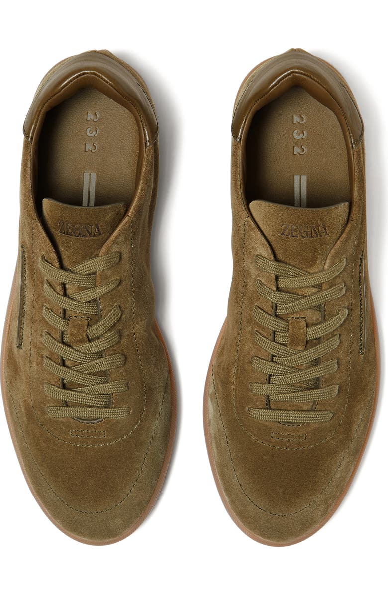 ZEGNA Olive Green 232 Suede Low Top Sneaker, Alternate, color, Felce