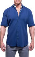 Maceoo Galileo Aristocrat Luxe Stretch Cotton Seersucker Short Sleeve Button-Up Shirt
