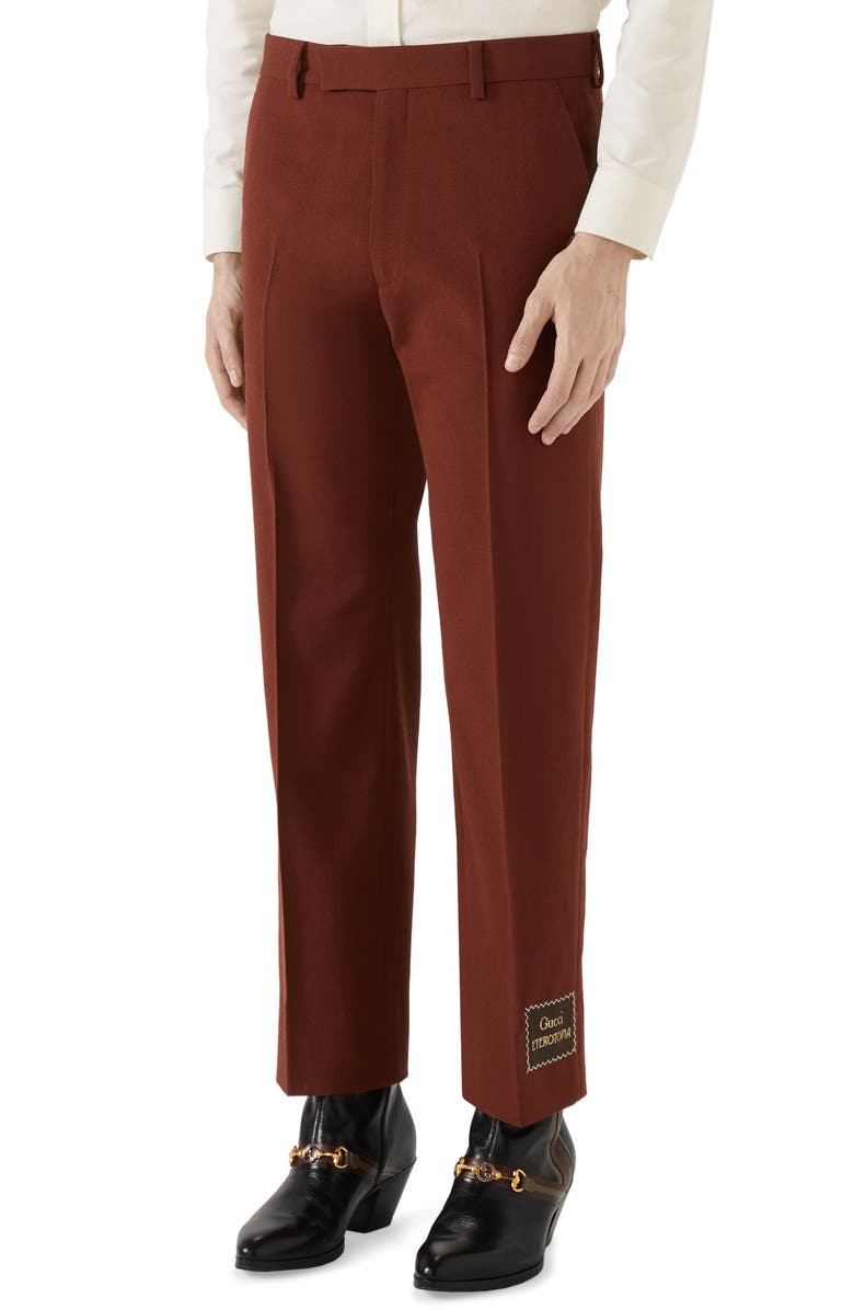 Gucci Eterotopia Label Wool Blend Canvas Pants, Main, color, 