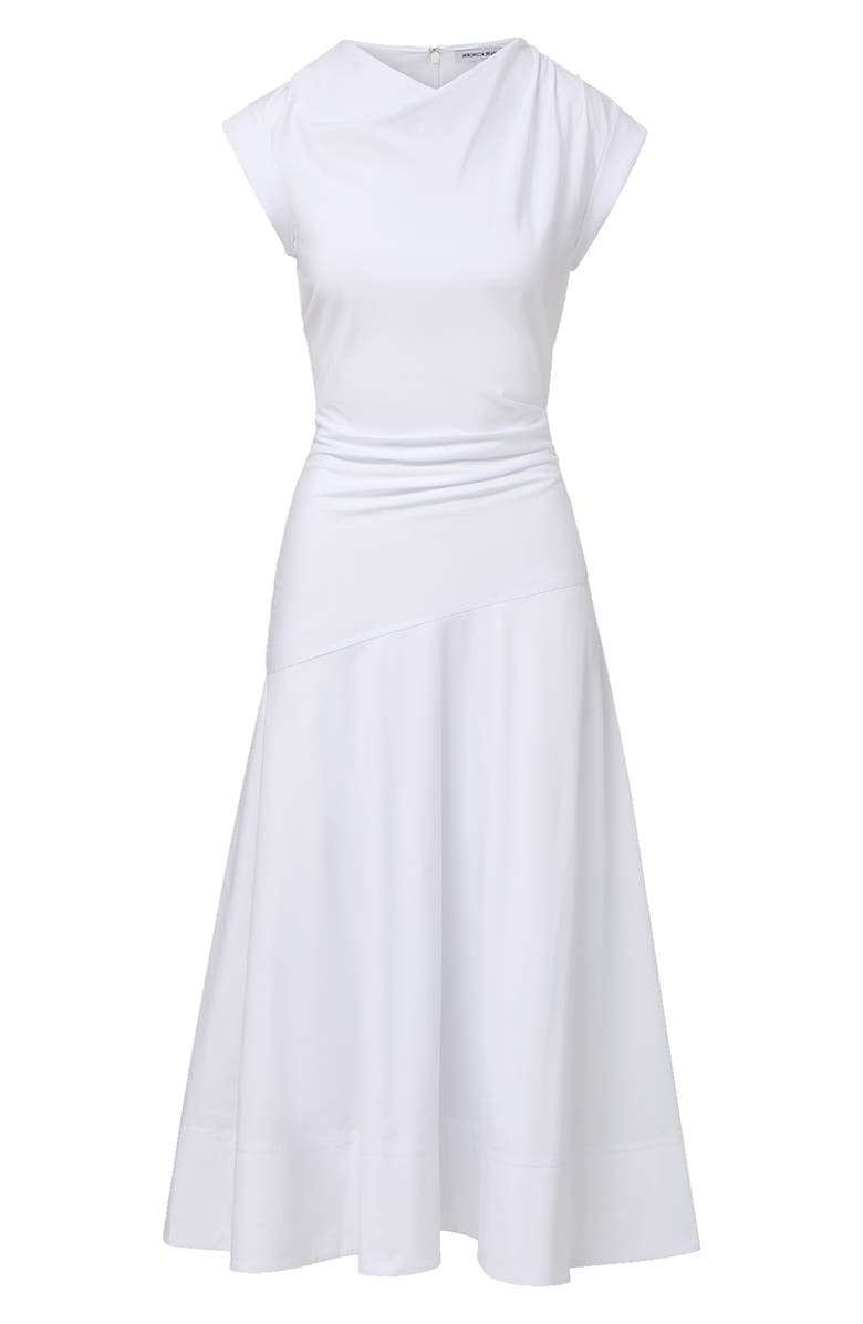 Veronica Beard Lisette Stretch Cotton Midi Dress, Alternate, color, White