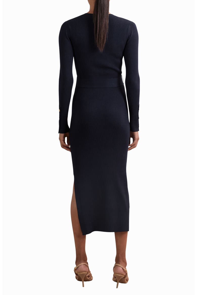 Willa Belted Long Sleeve Maxi Dress, Alternate, color, NAVY