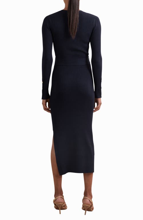 Reiss Willa Belted Long Sleeve Maxi Dress In Black