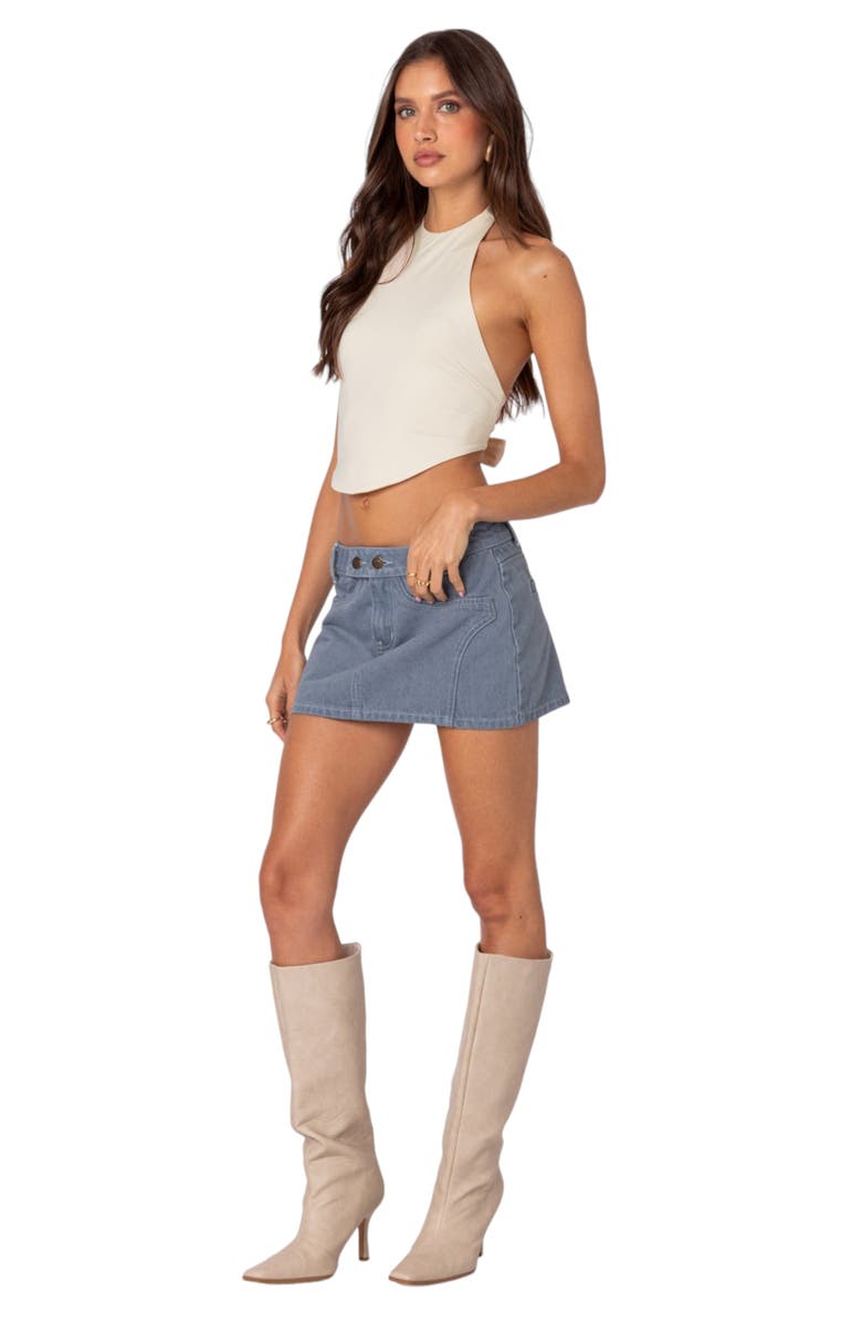 EDIKTED Louisa Denim Miniskirt, Alternate, color, 
