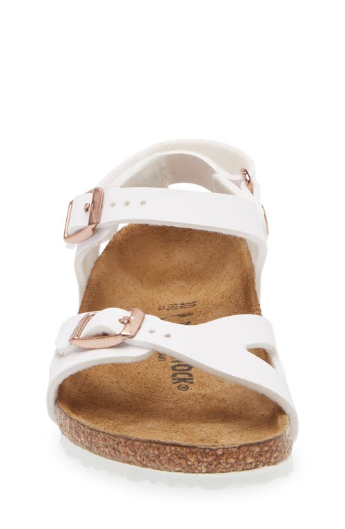 Birkenstock Rio White Flat Sandals With Double Strap In Faux Leather Girl In White